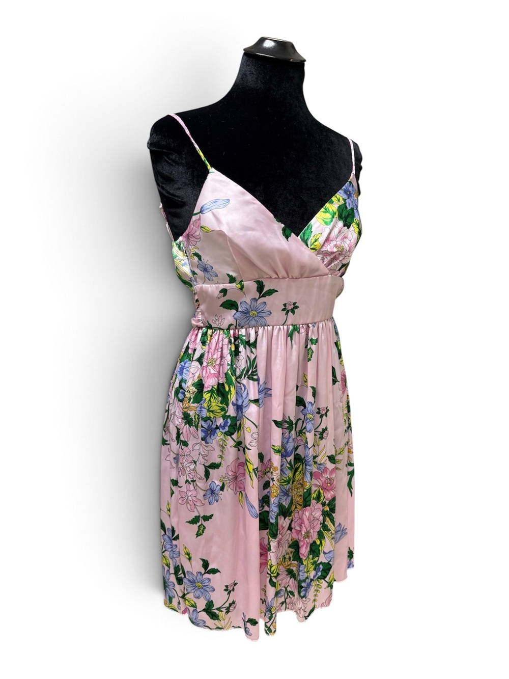 Y2K Charlotte Russe Satin Floral Sleeveless Babydoll Dress